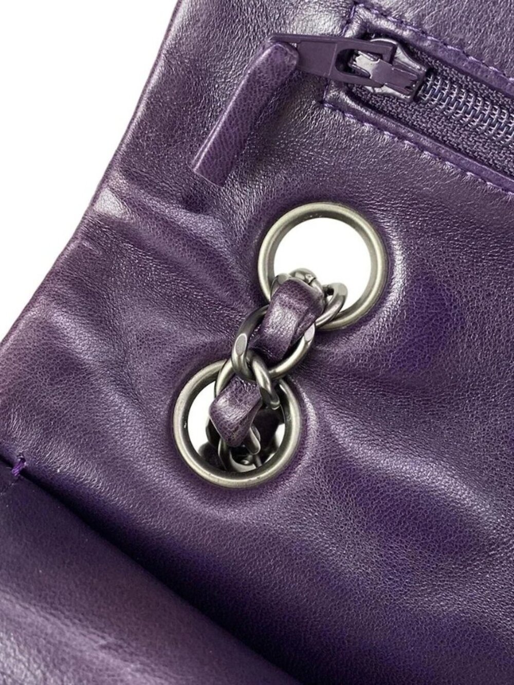 CHANEL Double Flap Matelasse A01112 Purple Lambskin Shoulder Bag - Picture 10 of 16